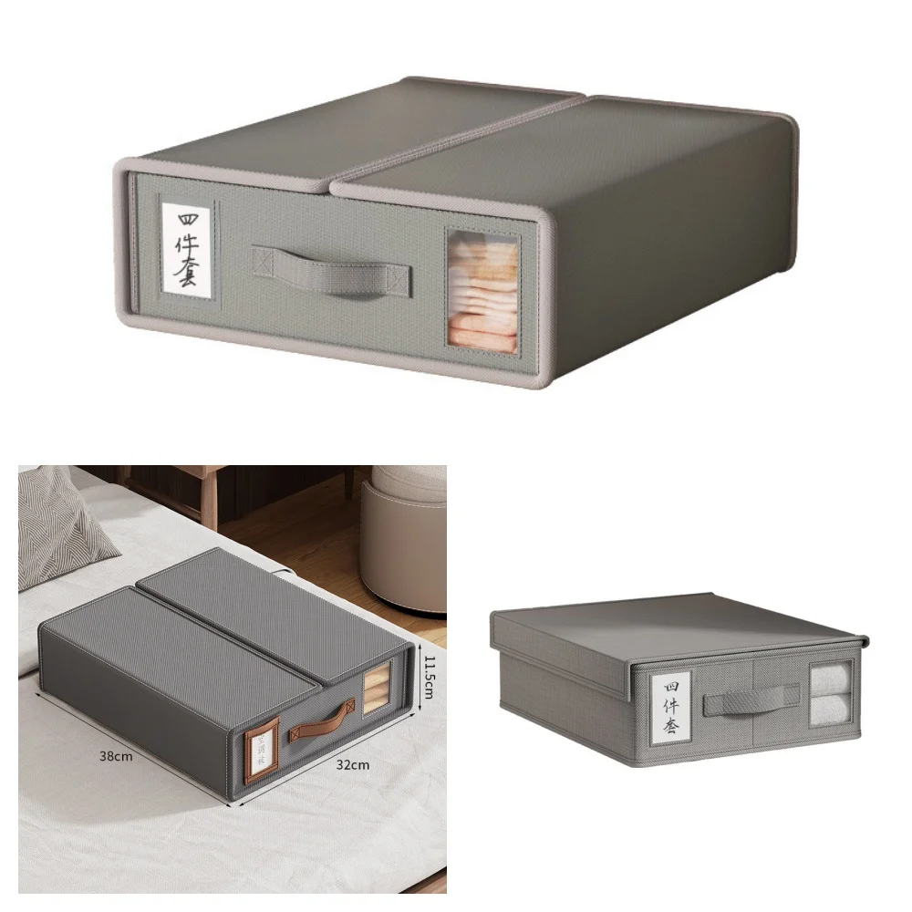 Sheet Storage Box For Bed Sheet Cover Pillow Case Foldable Sheet Organizer With Handle Zipper Oxford Fabric Clothes Storage Box