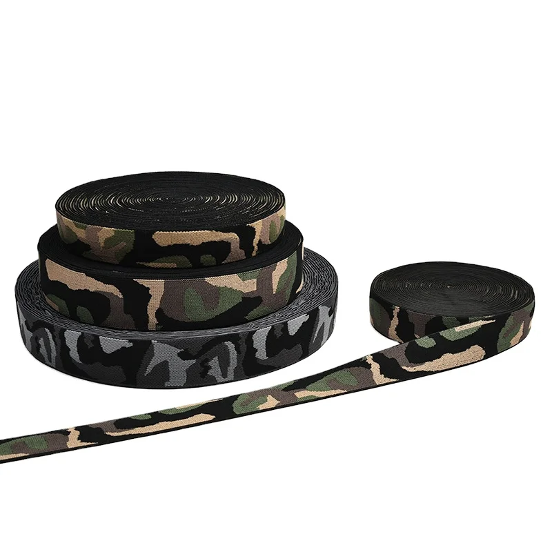 Nylon heat transfer color woven tape camouflage woven tape jacquard elastic band
