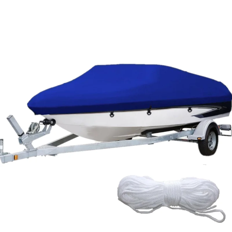 Manufacturer wholesale 11-13ft yacht cover V-type Blue boat cover trailerable  waterproof 9 round buckle boat cover
