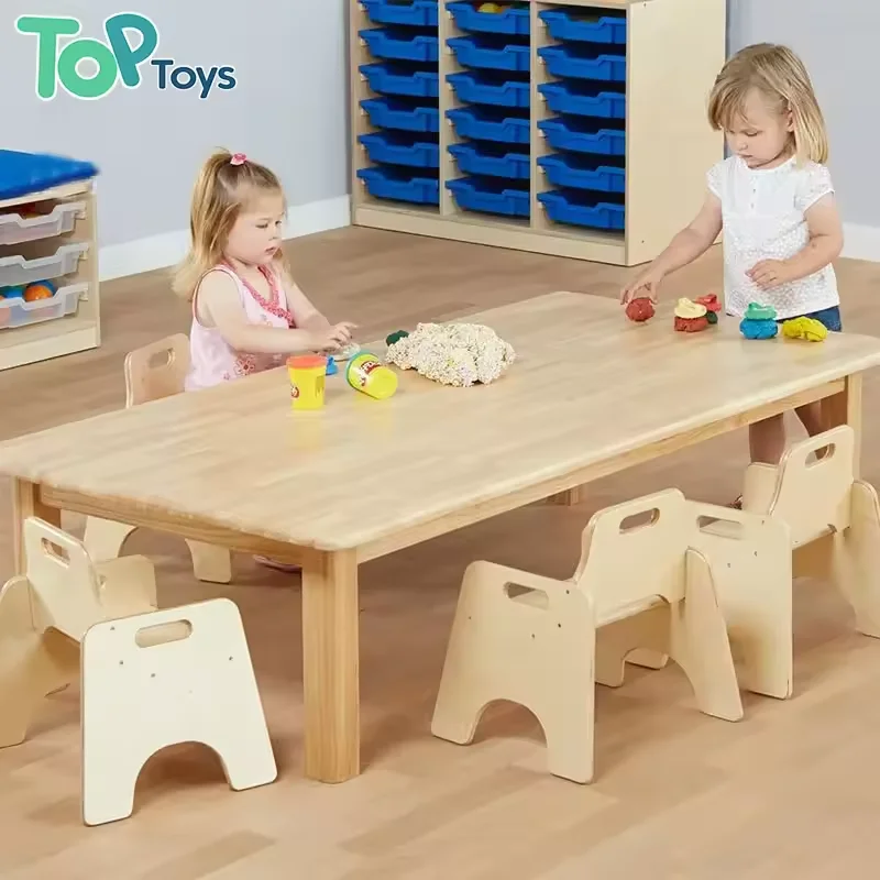 KIDS Montessori Kindergarten Children Wooden Furniture Sets Classic Table and Chairs Activity Kids Table and Chair Set