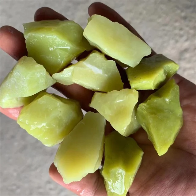 Bulk Wholesale Crystals Minerals Healing Raw Stones Natural Light Green Lemon Jade Rough Stone for Sale