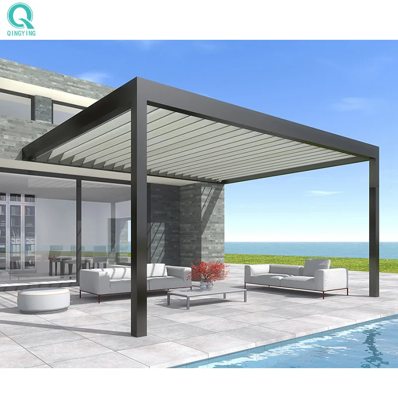 QINGYING aluminium louvered water proof swimming pool gazebo