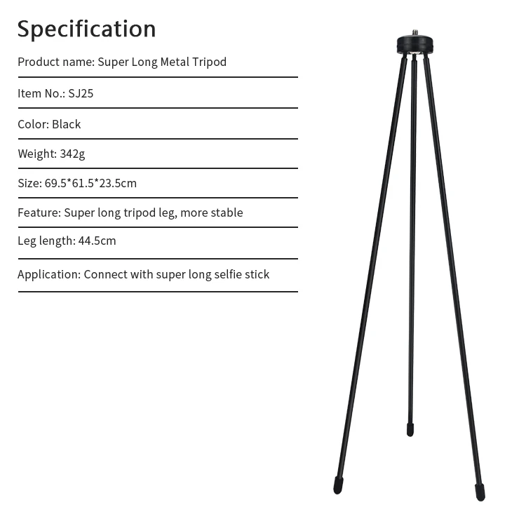 
Zhongshan new arrival long metal tripod stand professional portable tripod phone 