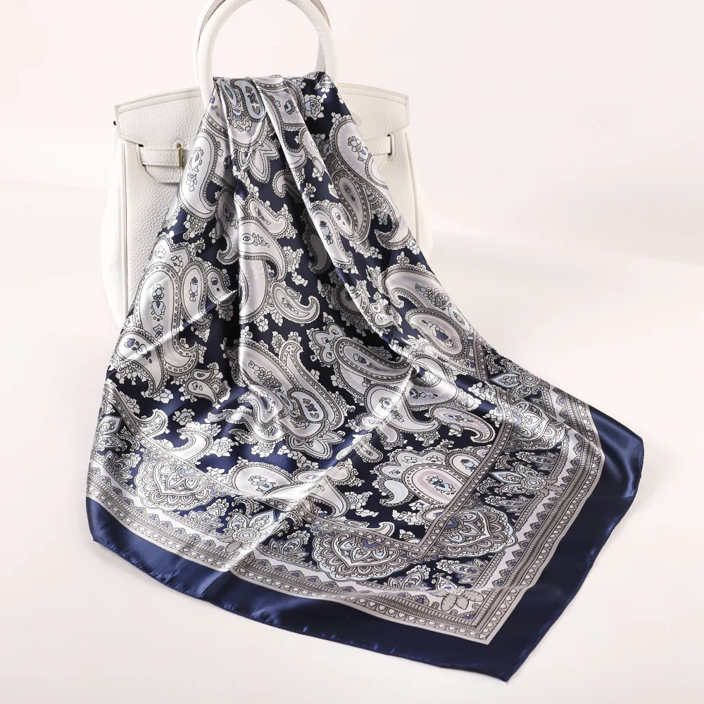 foulard en soie scarves square hijab seda scarfs Summer ladies designer silk satin wholesale stylish for women