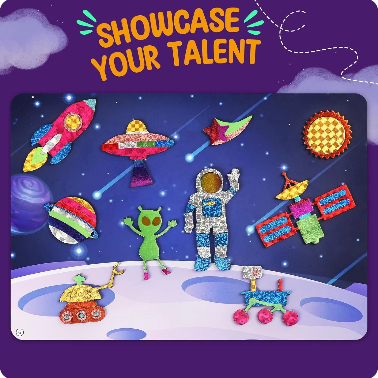 Art Kit Toys for Kids Animals Space Cars, Foil Stickers Art Craft Supplies