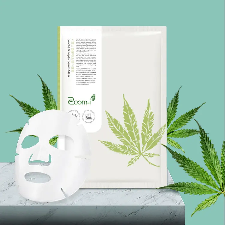 
Hot Selling Natural Herbal Extract Hemp Face Mask Organic Hemp Leaf CBD Face Mask Moisturizing Skin Silk Face Mask 