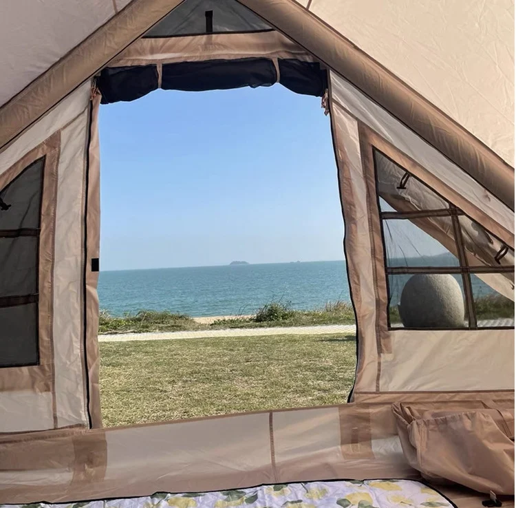 Air Tent Outdoor Portable Camping Inflatable Canvas Tent Luxury Large Villa Thickened Rainproof Automatic Cotton Inflatable Tent