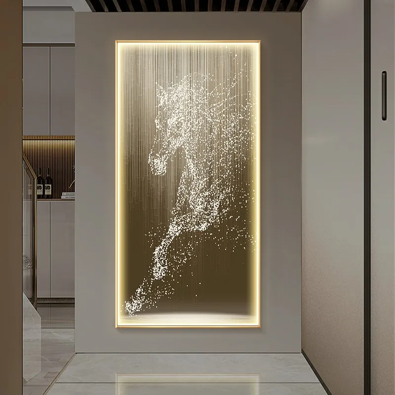 Большой Отель декоративная современная роскошная картина для Бегущих Лошадей Хрустальная фарфоровая живопись светодиодная настенная