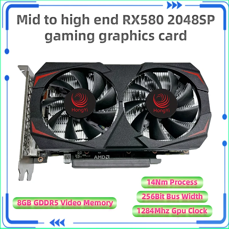 Gddr5 Gpu карта для настольных игр Amd Rx 580 2048Sp 8Gb графическая Дискретная Hdmi Промышленная упаковка внешняя видеокарта