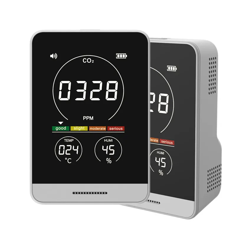 Digital Sound CO2 Detector Type C Charging CO2 Meter Dual Channel Air Quality Monitor Carbon Dioxide Meter - AK11T