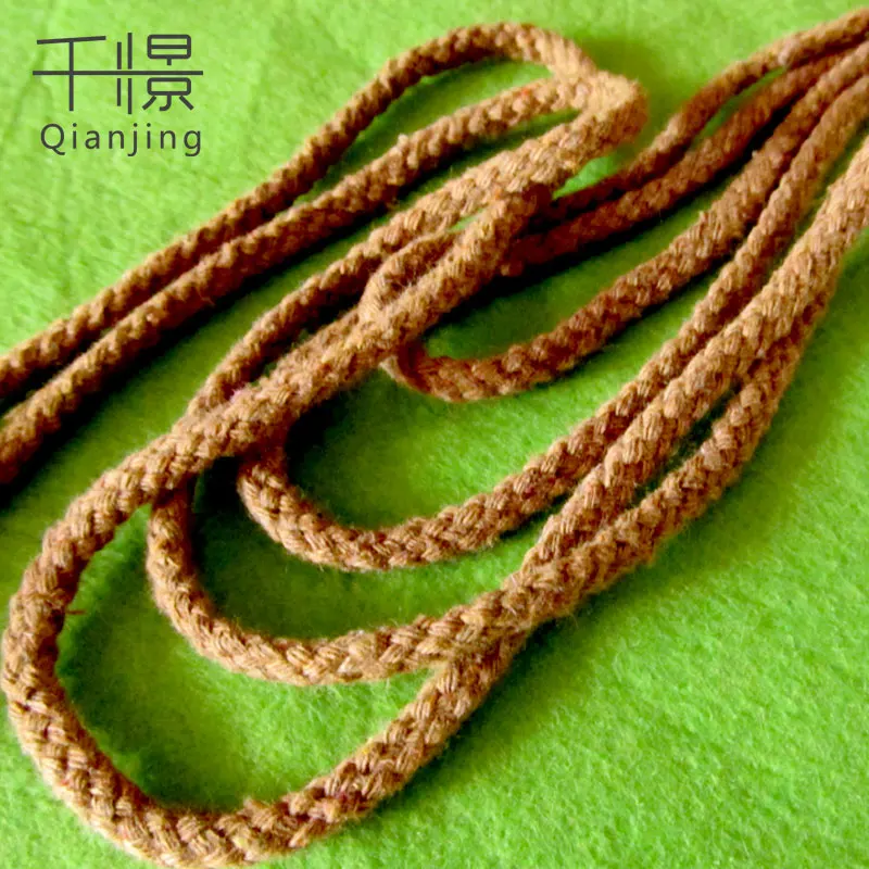 RC12  Factory inventory round rope 5mm khaki color cotton eight-strand rope