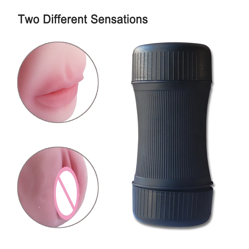 Mini Mouth Vagina Double Head Aircraft Cup Male Silicone Masturbator Simulation Channel Clip Suction Cup Aircraft Cup