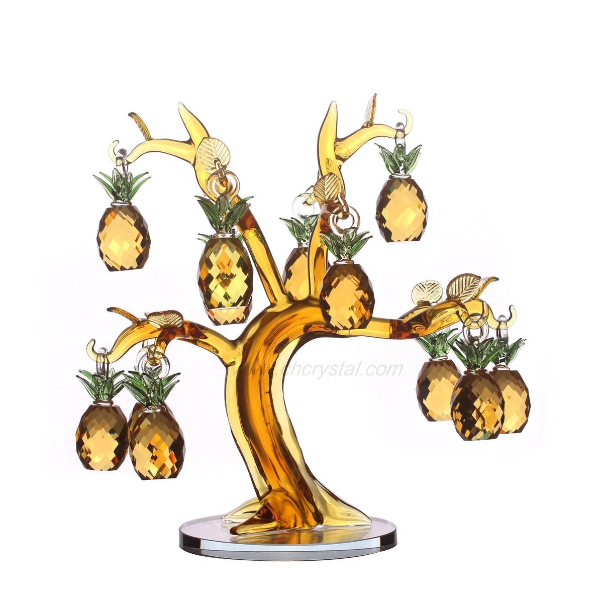 Latest design industrial factory cheap price crystal pineapple tree religious furnishing articles with 12pcs 30mm pineapples