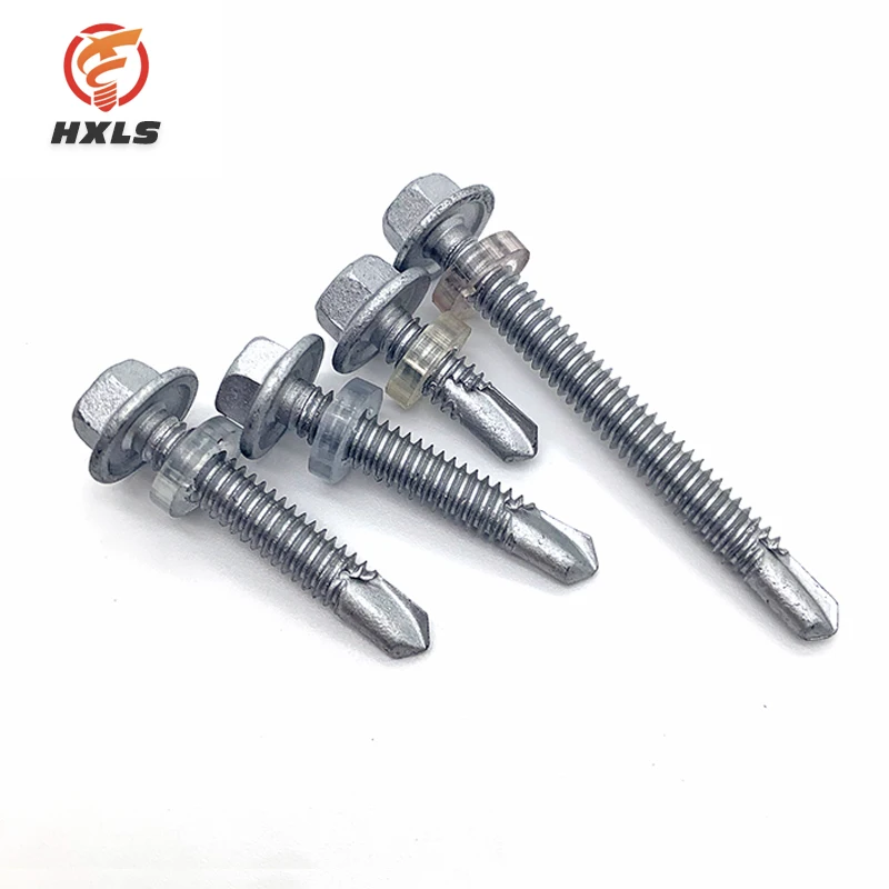 High quality anticorrosive coating roofing screw  PVC  washer flange hex head self drilling screw