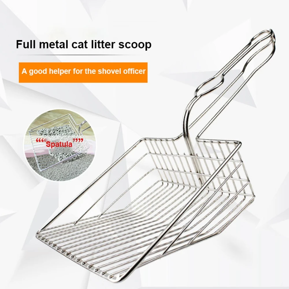 2021 Pet Supplies Cats Litter Scooper Stainless Steel Cleaning Shovel Sift Free Metal Pooper Scoopers