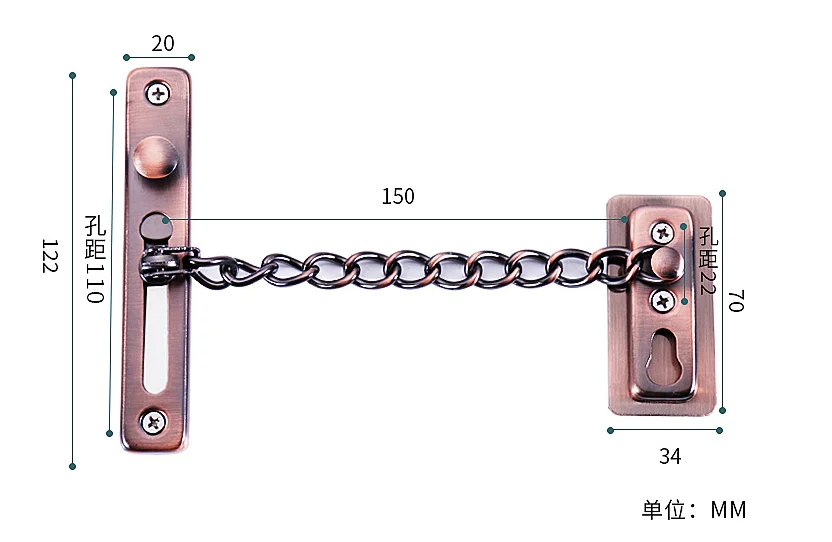 Stainless Steel Anti-theft Security Chain Lock Hotel Door Guard Hotel Door Chain Bolt