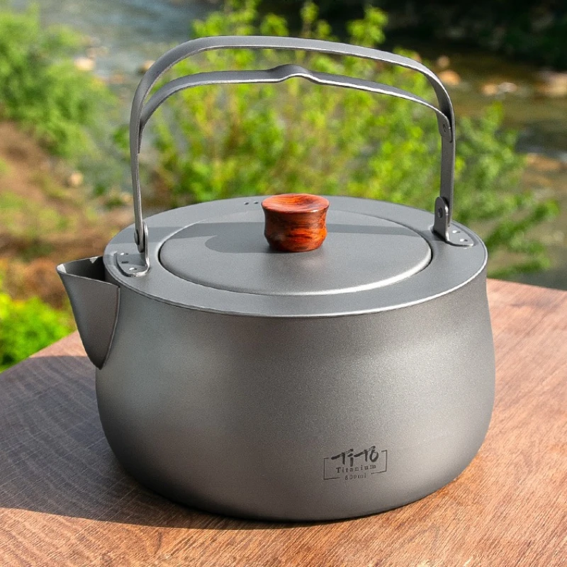 Outdoor camping home multi color pure titanium kettle