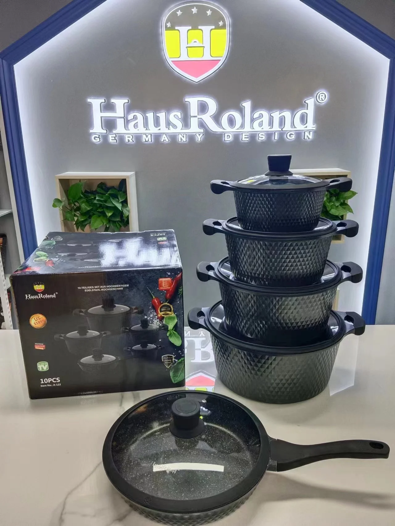 HausRoland OEM 10 штук дешевая цена литой кастрюли кованая большая алюминиевая антипригарная Кастрюля кухонные наборы