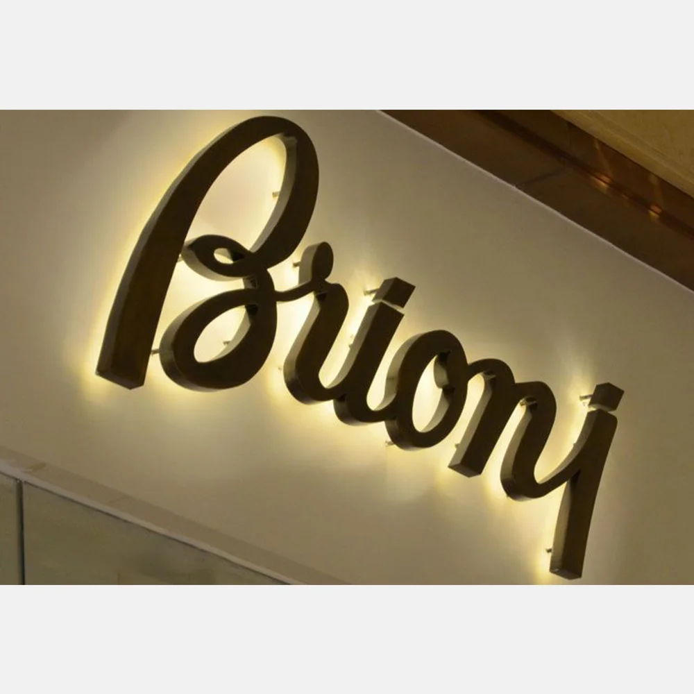 IKE Custom made outdoor high brightness light led sign board channel letter signage custom metal stainless 3d acrylic led signs