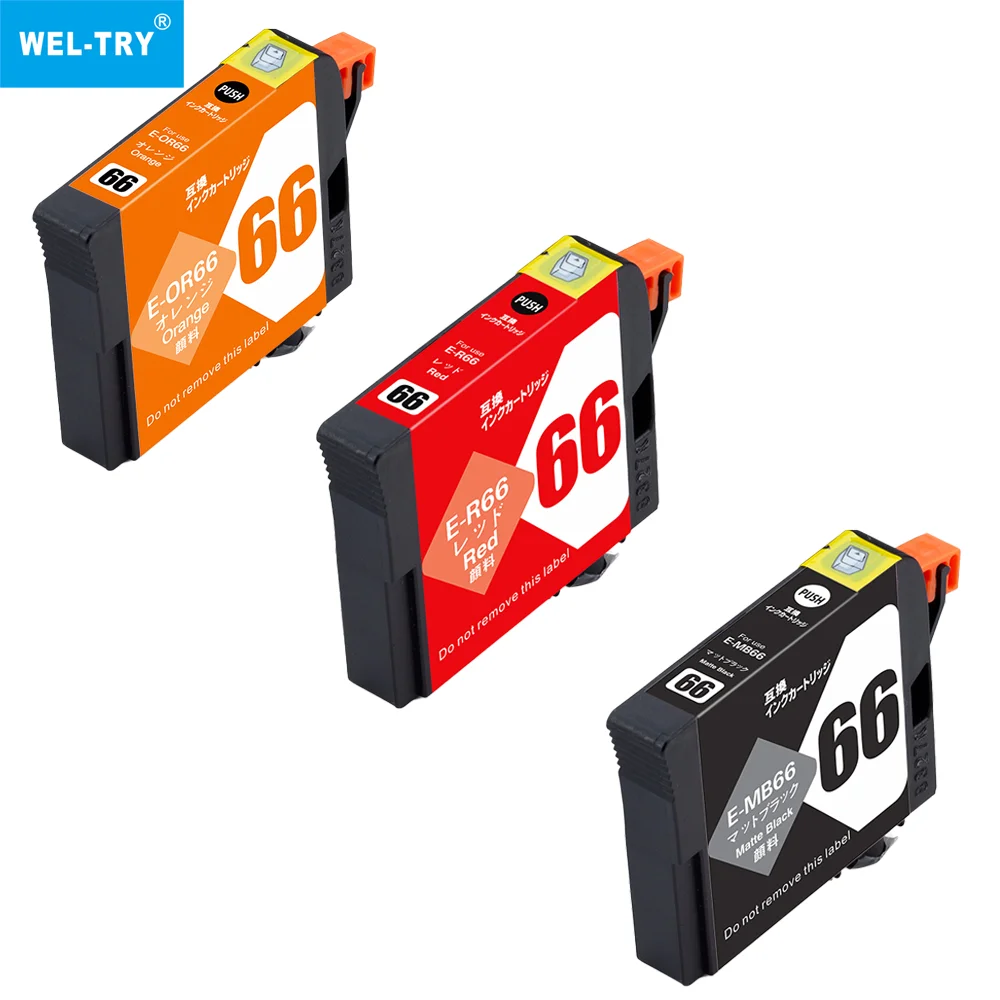 WEL-TRY ICBK66 ICC66 ICM66 ICMB66 ICBL66 ICOR66 ICR66 ICGL66 Premium Compatible Color Inkjet Ink Cartridge for Epson PX-7V