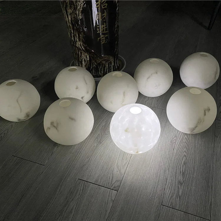 2024 Transtones Round Shape Globe Modern Alabaster Lampshade Backlit StoneTable Lamp Artificial Wall Panel Stone