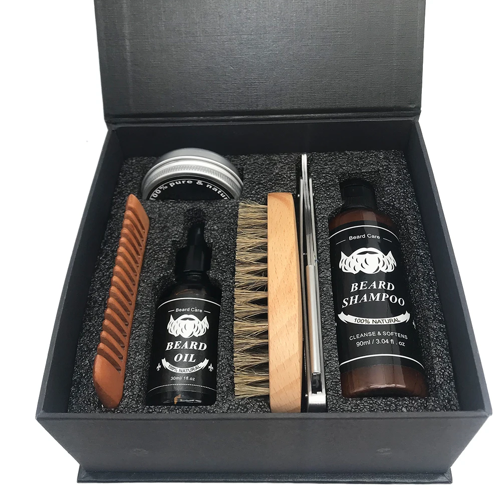 Custom Luxury Beard Grooming Kit Private Label Roller Growth Serum Oil Beard Growth Kit For Gentleman