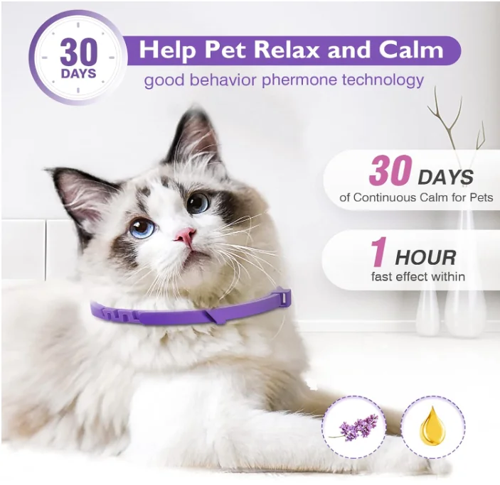 Adjustable cats Calming Pheromones Collar 3 pack reduce anxiety Adjustable Pet Pheromone Calming Collars for Dogs and Cats