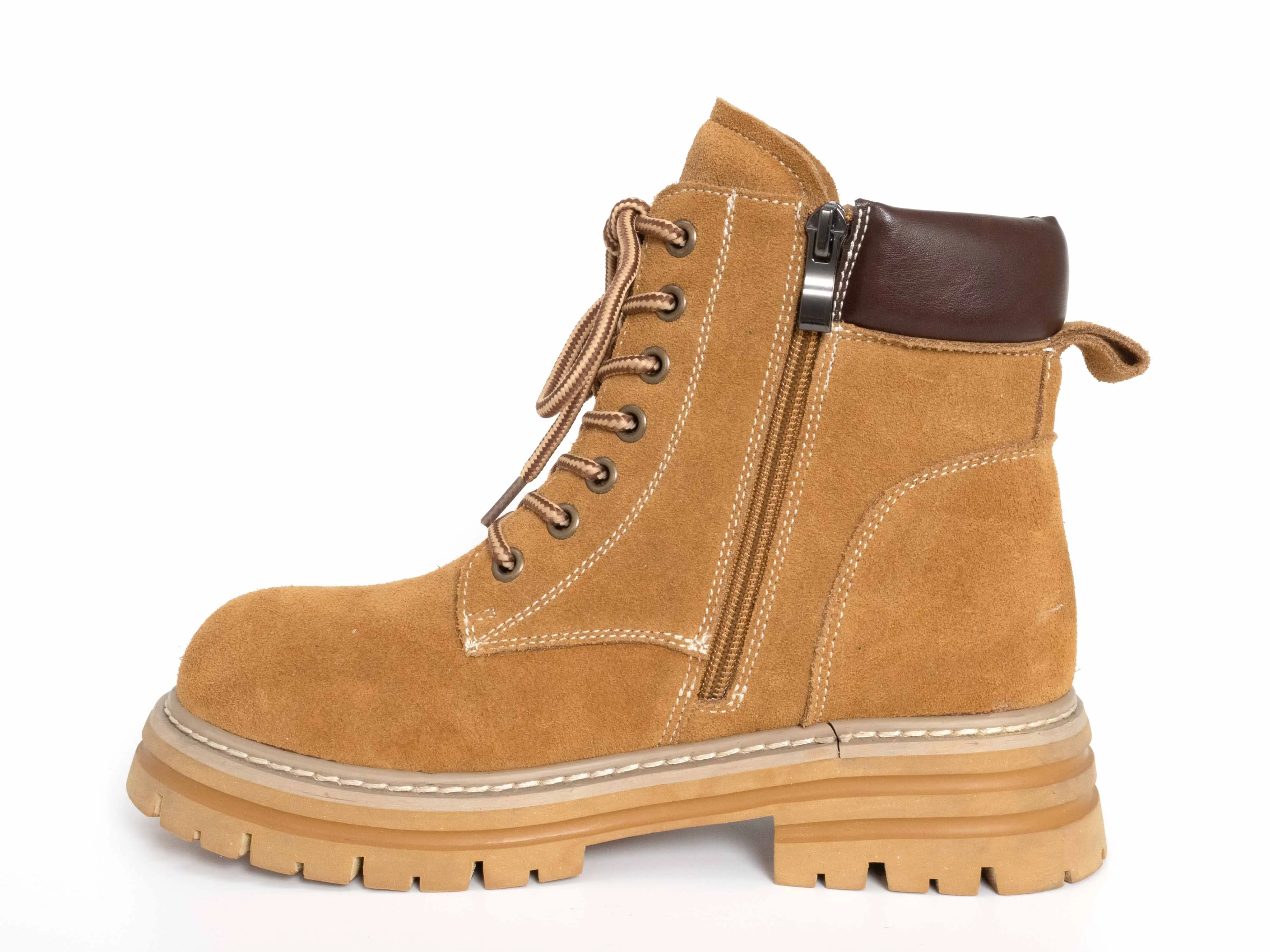 YZY wholesale OEM women Khaki Cow suede Timber-style ankle martin shoes and boots