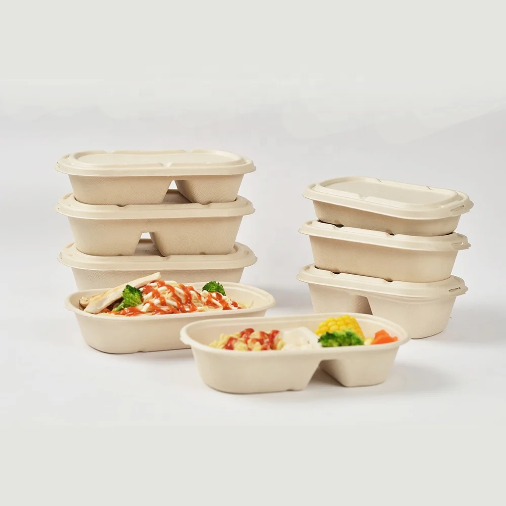 Compostable Tableware Disposable Envase Biodegradable Dinnerware Sugarcane Sugar Cane Bagasse Clamshell Food Container
