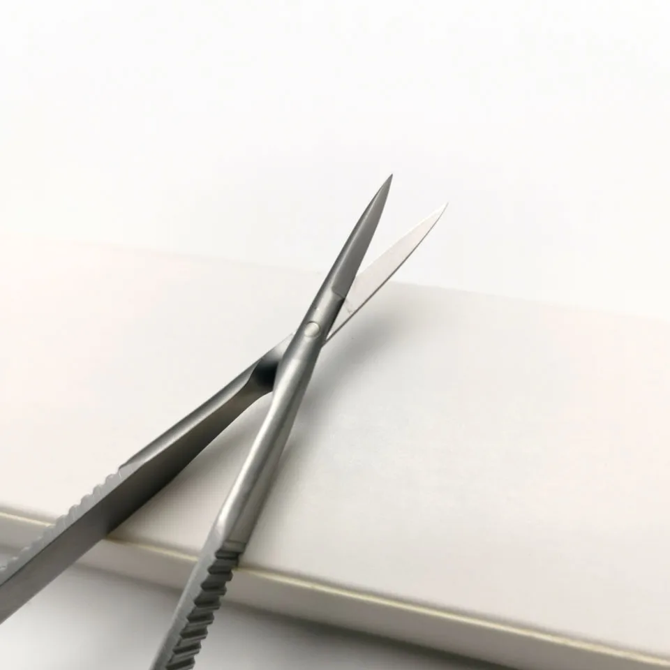 
HYTOOS Stainless Steel Scissors Squeeze Straight Cuticle Scissor Dead Skin Cutter Open Eye Microscissors Manicure Tools 12cm 