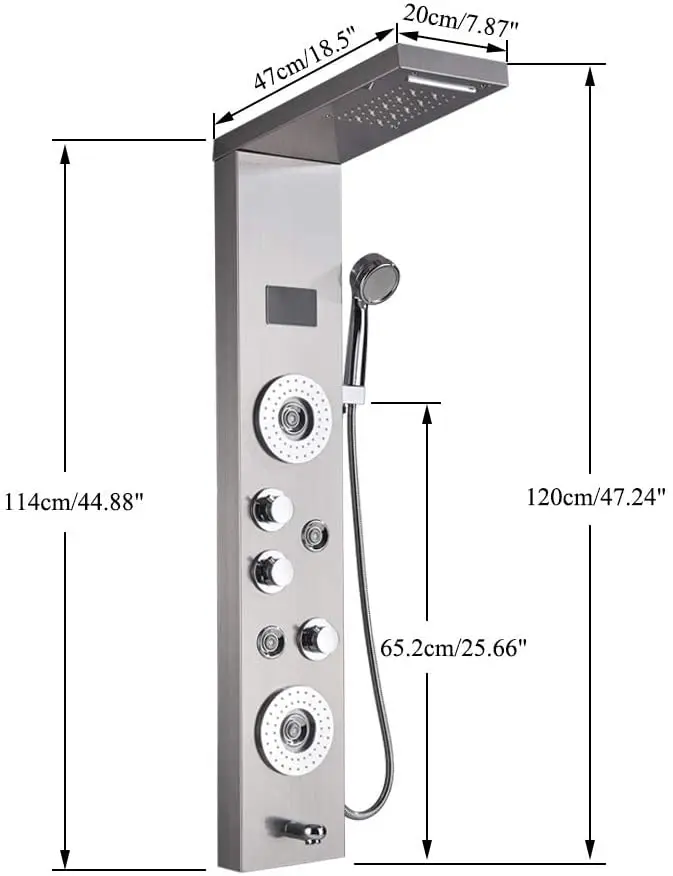 Bathroom Thermostatic Led Rainfall Stainless Steel Wall Mounted Waterfall Shower Panels