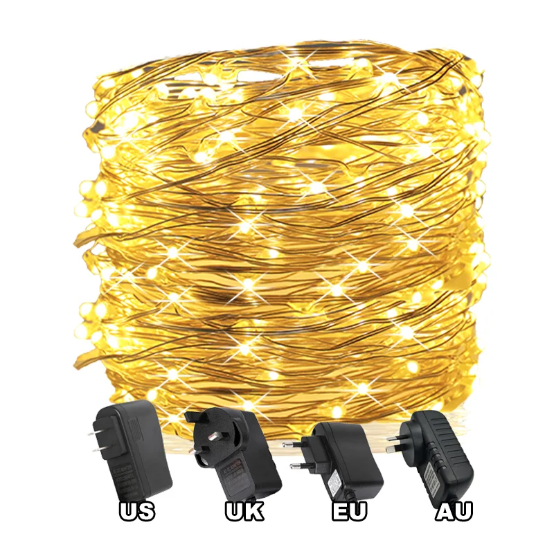 mini Decor Firefly Battery Twinkle luces de navidad 50m 100m LED Micro Silver Copper Wire christmas String Fairy Light
