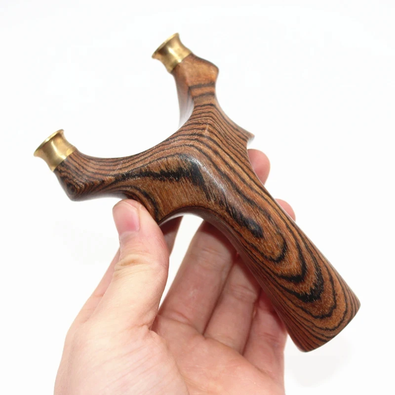 Sandalwood Quick Press Slingshot For Free Binding Feeling Wang Outdoor Competitive Hunting Slingshot Copper Headed Slingshot