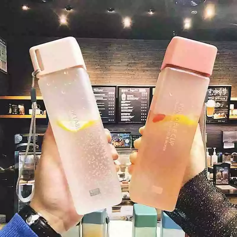 500ml Transparent Portable Kids Water Bottle Travel Plastic Clear Water Bottle With Lanyard