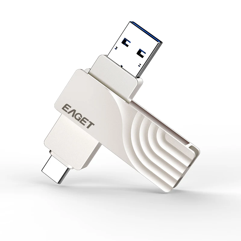 Флэш-накопитель EAGET CF30 объемом 64 ГБ, металлические флэш-накопители USB 3,1 и USB Type-C для ПК/телефона