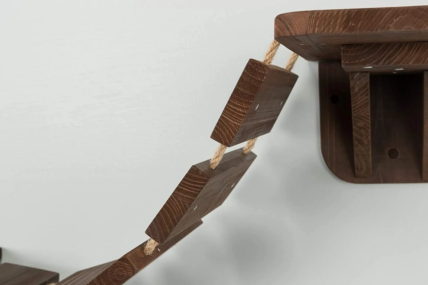 Wall-mounted wooden cat tree furniture bridge for climbing exercise and playing