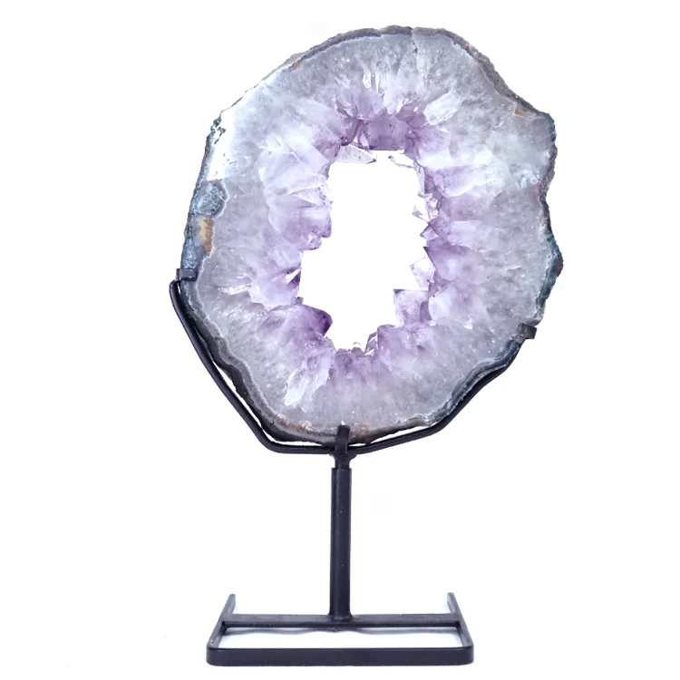 Big Natural Rock Amethyst Geode Slabs Brazil Agate Amethyst Slice With Druzy Amethyst Geode For Decoration