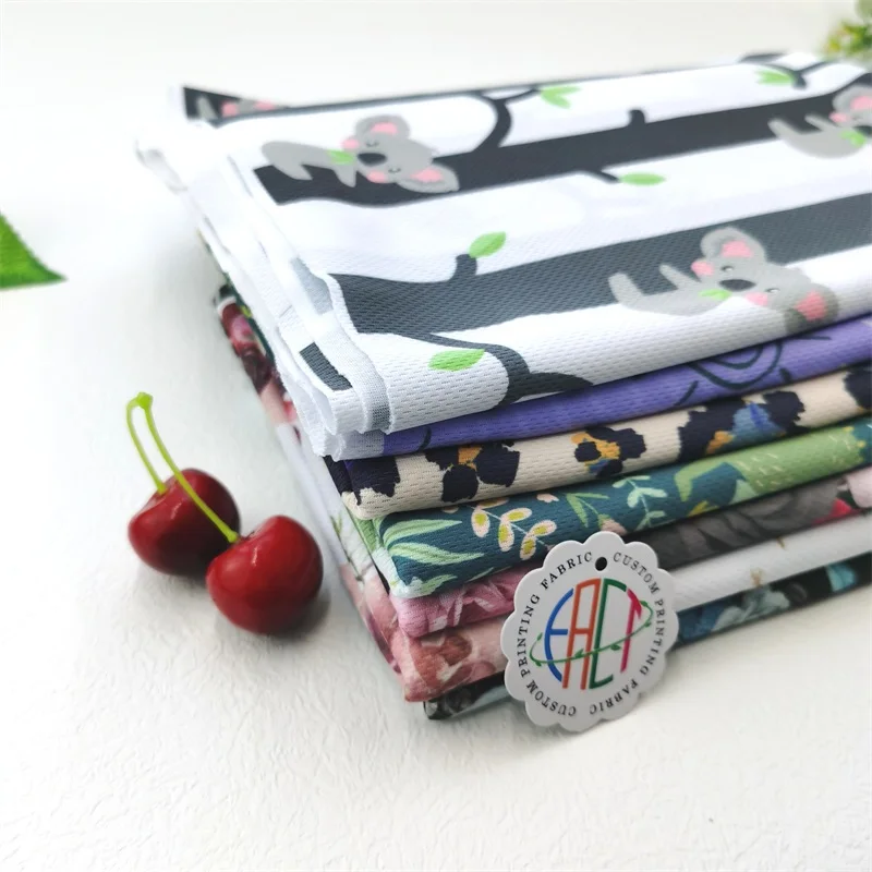 No MOQ Custom Digital Printing Athletic Knit Poly Lycra Fabric Printed