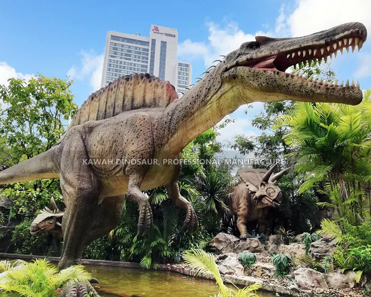Lifelike Spinosaurus Statue 15 Meters Long Animatronic Dinosaur Spinosaurus Jurassic World Decoration