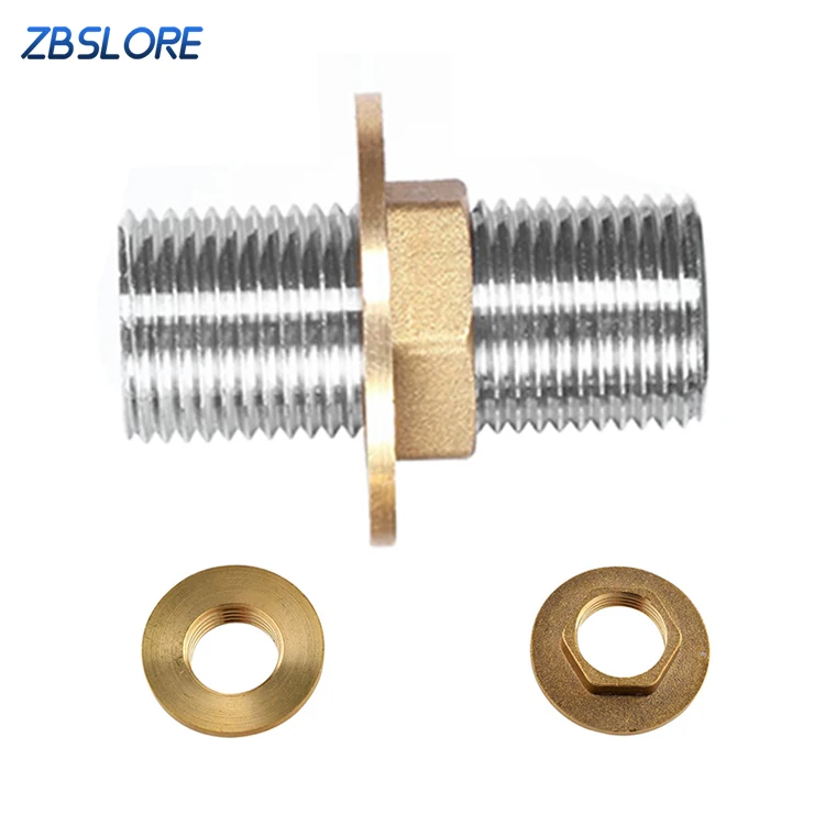 Chrome Kitchen Faucet Accessories Brass Threaded Piping Nuts With Adapter 1/2 Inch