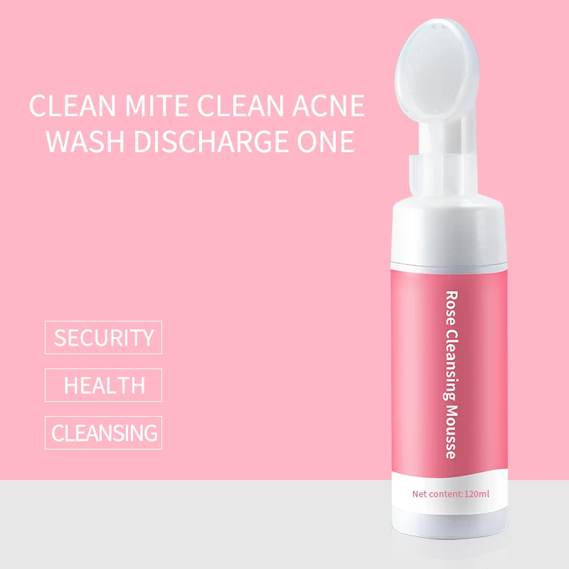 Wholesale Private Label Daily Skin Peeling Cleansing Exfoliating Pore Deep Cleaning Rose Foaming Face Wash Facial Cleanser