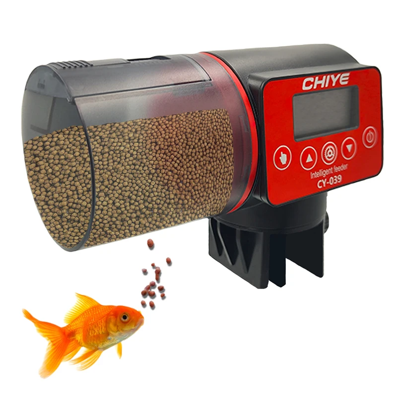 Digital Red Plastic Smart Timer Aquarium Food Dispenser Automatic Fish Feeder for Fish Tank
