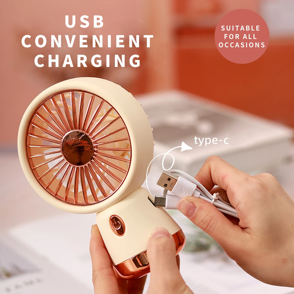 Desktop Mini Fan Cross-border Three-speed High Wind USB Rechargeable Mute Handheld Small Electric Fan Gift