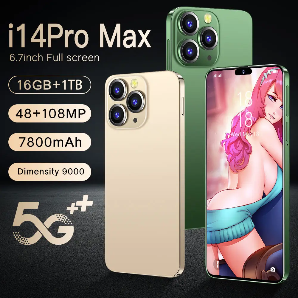2023 New i 14 Pro Max smartphone 16G+1TB Cheap Telephone Origin Unlocked i 4G 13 i14 Pro Max game Smart Mobile Phones