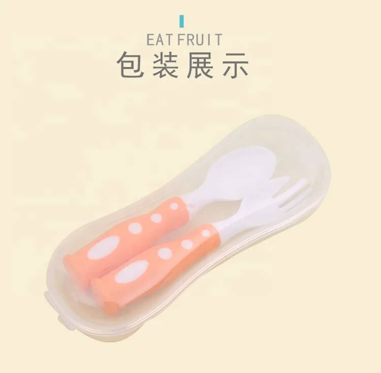 
Baby products wholesale new PP two color cartoon Spoon Baby Training spoon, fork optional color 