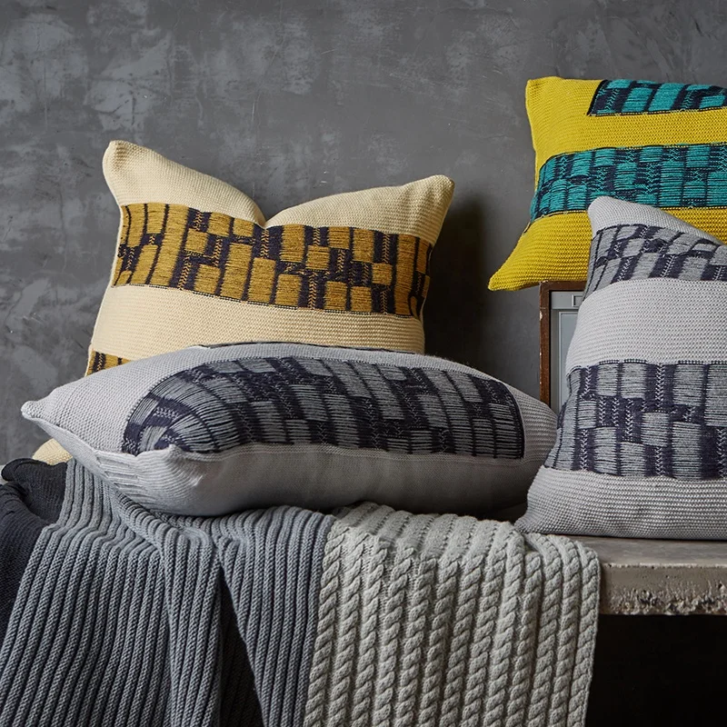 
Giving Free Samples Can Mixed Purchase Free custom gray Geometric pattern design Office sofa nap nap pillow General model 