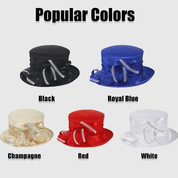 Wholesale Fancy Women Dressy Satin Formal Wedding Derby Hair Fascinator Church Hats w/ Diamonds Champagne Gold SD718