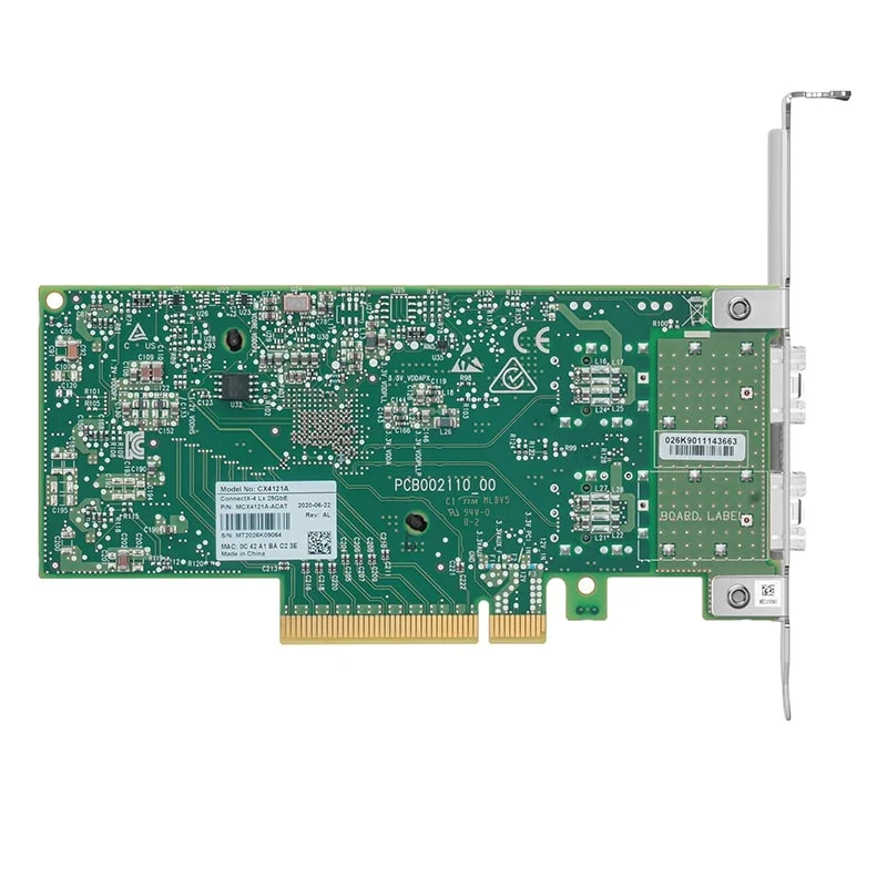 NVIDIA Mellanox MCX4121A-ACAT ConnectX-4 Lx EN Network Interface Card, 25GbE Dual-Port SFP28, PCIe3.0 x8, Tall&Short Bracket