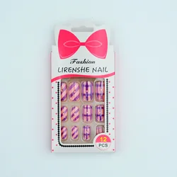 12pcs/box Professional Children Kids Diy Nails Press On False Custom