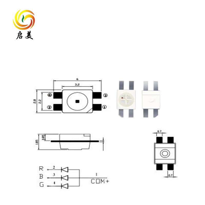 QM Custom High Brightness Reverse Mount Full Colors Blue White pink 4-pin 6028 Rgb Smd Led for Gaming Mechanical Keyboard